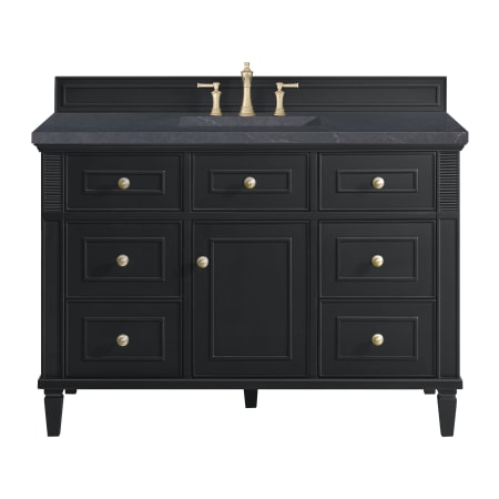 James Martin Vanities Lorelai 48" Single Basin Wood Vanity Set with 3cm Charcoal Soapstone Silestone Quartz Vanity Top and Rectangular Sink - 8" Faucet Centers Black Onyx