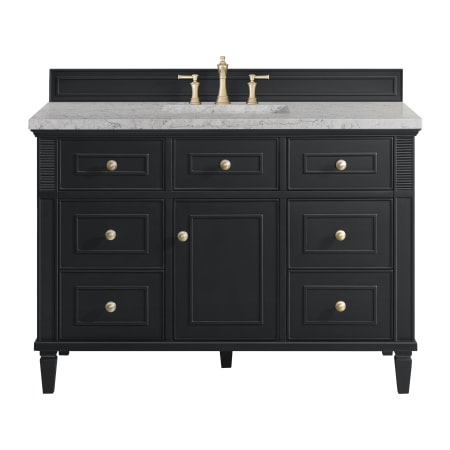 James Martin Vanities Lorelai 48" Single Basin Wood Vanity Set with 3cm Eternal Jasmine Pearl Silestone Quartz Vanity Top and Rectangular Sink - 8" Faucet Centers Black Onyx