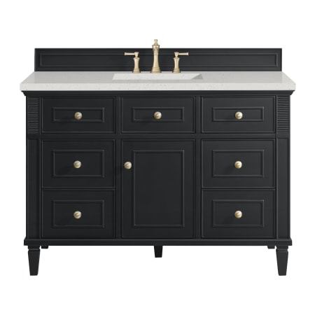 James Martin Vanities Lorelai 48" Single Basin Wood Vanity Set with 3cm Lime Delight Silestone Quartz Vanity Top, Rectangular Sink and Electrical Outlet - 8" Faucet Centers Black Onyx
