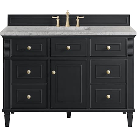 James Martin Vanities Lorelai 48" Free Standing Single Basin Hardwood Vanity Set with Eternal Jasmine Pearl Stone Composite Top, Rectangular SinkFreePower Wireless Charger Black Onyx