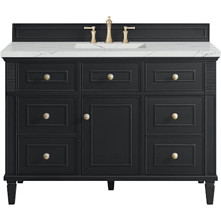 James Martin Vanities Lorelai 48" Free Standing Single Basin Hardwood Vanity Set with Ethereal Noctis Stone Composite Top, Rectangular SinkFreePower Wireless Charger Black Onyx