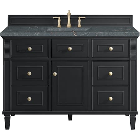 James Martin Vanities Lorelai 48" Free Standing Single Basin Hardwood Vanity Set with Parisien Bleu Stone Composite Top, Rectangular SinkFreePower Wireless Charger Black Onyx
