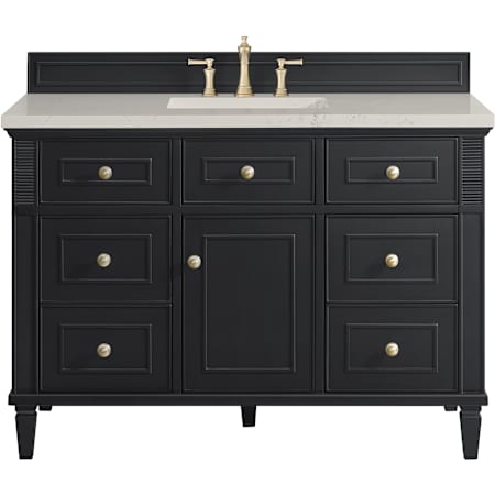 James Martin Vanities Lorelai 48" Free Standing Single Basin Hardwood Vanity Set with Stone Composite Top, Rectangular Sink, USB Port(s), and Electrical Outlet(s) Black Onyx