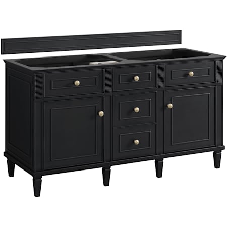 James Martin Vanities Lorelai 60" Free Standing Double Basin Hardwood Vanity Cabinet Only with USB Port and Electrical Outlet Black Onyx