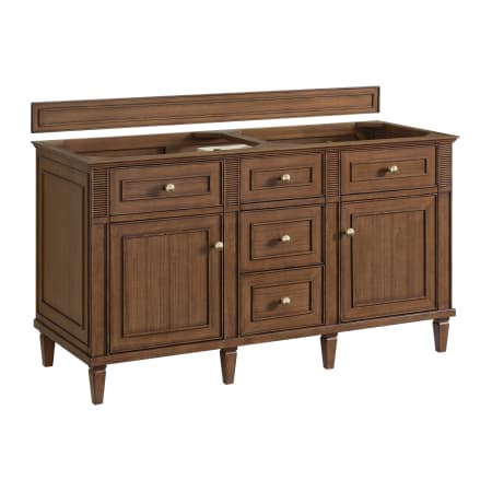 James Martin Vanities Lorelai 60" Double Basin Wood Vanity Cabinet Only with USB Port and Electrical Outlet Mid-Century Walnut