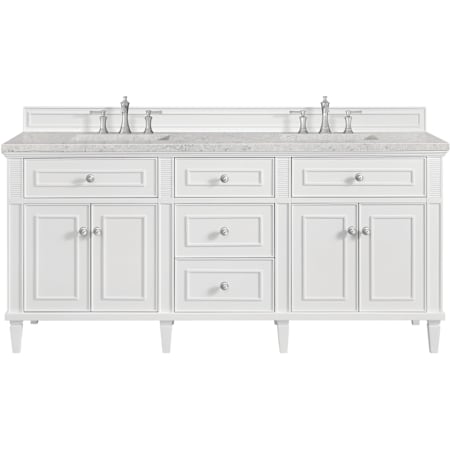 James Martin Vanities Lorelai 72" Free Standing Double Basin Hardwood Vanity Set with Eternal Jasmine Pearl Stone Composite Top, Rectangular Sinks, and FreePower Bright White