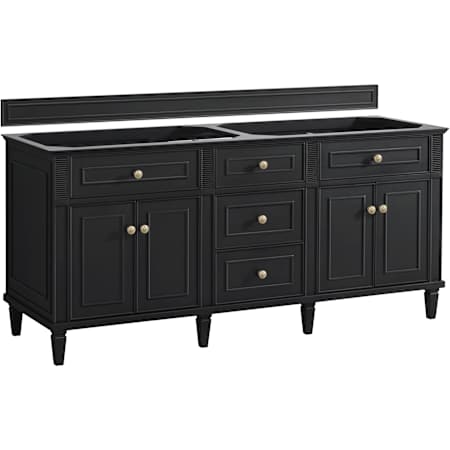James Martin Vanities Lorelai 72" Free Standing Double Basin Poplar Wood Vanity Cabinet Only with USB Port and Electrical Outlet Black Onyx