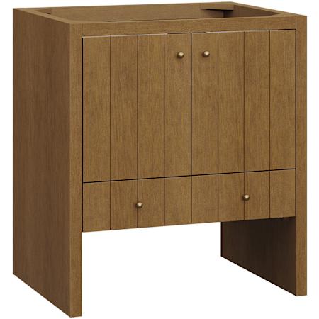James Martin Vanities Hudson 30" Single Free Standing Poplar Wood Vanity Cabinet Only with USB Port and Electrical Outlet Honey Oak