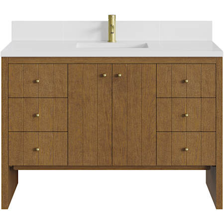 James Martin Vanities Hudson 48" Free Standing Single Basin Poplar Wood Vanity Set with Stone Composite Top, Rectangular Sink, USB Port(s), and Electrical Outlet(s) Honey Oak