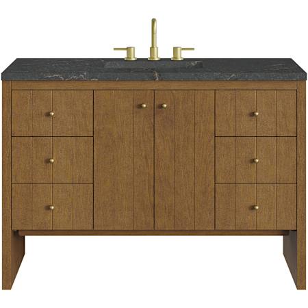 James Martin Vanities Hudson 48" Free Standing Single Basin Poplar Wood Vanity Set with Stone Composite Top, Rectangular Sink, USB Port(s), and Electrical Outlet(s) Honey Oak
