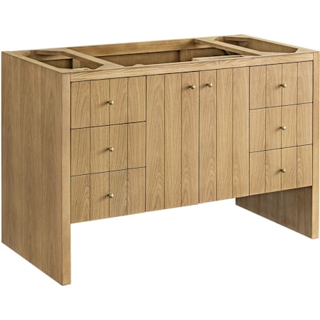 James Martin Vanities Hudson 48" Single Free Standing Ash Wood Vanity Cabinet Only with USB Port and Electrical Outlet Light Natural Oak