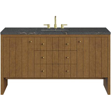 James Martin Vanities Hudson 60" Free Standing Single Basin Poplar Wood Vanity Set with Stone Composite Top, Rectangular Sink, USB Port(s), and Electrical Outlet(s) Honey Oak