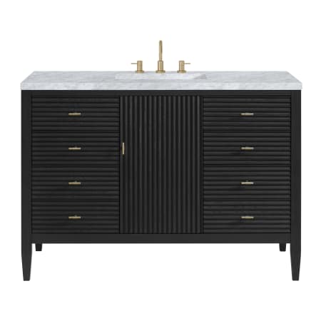 James Martin Vanities Myrrin 48" Single Basin Wood Vanity Set with 3cm Carrara White Marble Vanity Top, Rectangular Sink, USB Port and Electrical Outlet - 8" Faucet Centers