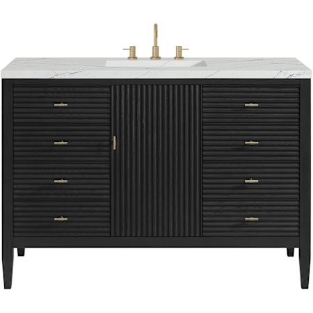 James Martin Vanities Myrrin 48" Free Standing Single Basin Ash Wood Vanity Set with Ethereal Noctis Stone Composite Top, Rectangular SinkFreePower Wireless Charger Carbon Oak
