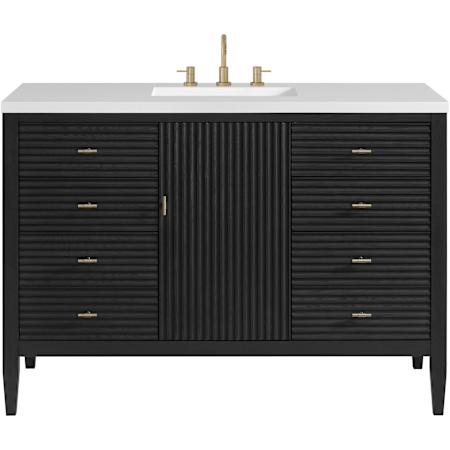 James Martin Vanities Myrrin 48" Free Standing Single Basin Ash Wood Vanity Set with Stone Composite TopFreePower Wireless Charger Carbon Oak