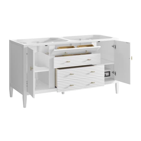 James Martin Vanities Myrrin 60" Double Basin Wood Vanity Cabinet Only with USB Port and Electrical Outlet Bright White