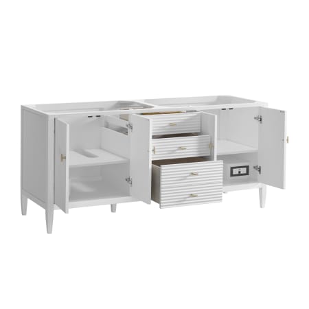James Martin Vanities Myrrin 72" Double Basin Wood Vanity Cabinet Only with USB Port and Electrical Outlet Bright White