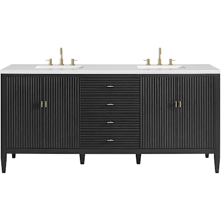 James Martin Vanities Myrrin 72" Free Standing Double Basin Hardwood Vanity Set with Stone Composite Top, Rectangular Sinks, USB Port(s), and Electrical Outlet(s) Carbon Oak
