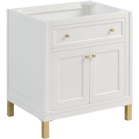 James Martin Vanities Chicago 30" Dual-Mounted Single Basin Vanity Cabinet Only - Less Vanity Top Glossy White