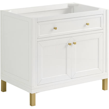 James Martin Vanities Chicago 36" Dual-Mounted Single Basin Vanity Cabinet Only - Less Vanity Top Glossy White
