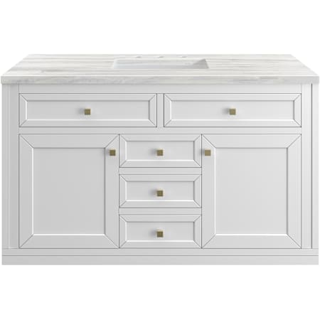 James Martin Vanities Chicago 48" Free Standing Single Basin Vanity Set with Solid Surface Top and Rectangular Sink Glossy White