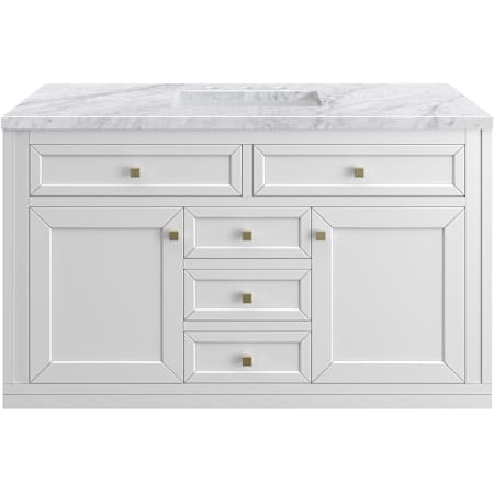 James Martin Vanities Chicago 48" Free Standing Single Basin Vanity Set with Marble Top and Rectangular Sink Glossy White