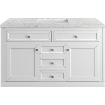 James Martin Vanities Chicago 48" Free Standing Single Basin Vanity Set with Quartz Top and Rectangular Sink Glossy White