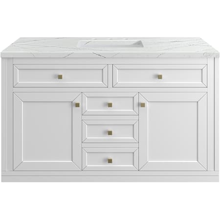 James Martin Vanities Chicago 48" Free Standing Single Basin Vanity Set with Quartz Top and Rectangular Sink Glossy White
