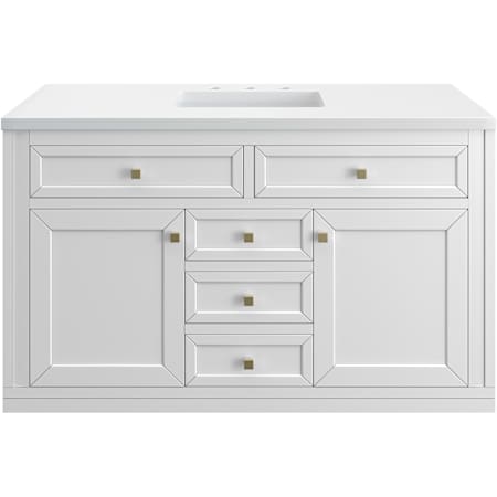 James Martin Vanities Chicago 48" Free Standing Single Basin Vanity Set with Quartz Top and Rectangular Sink Glossy White