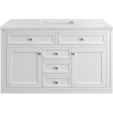 James Martin Vanities Chicago 48" Free Standing Single Basin Vanity Set with Ethereal Noctis® Stone Composite Top and Rectangular Sink Glossy White