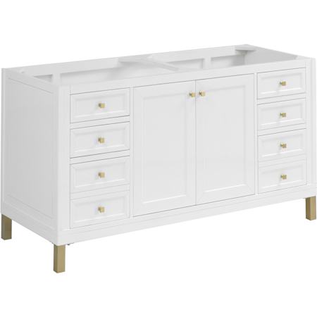 James Martin Vanities Chicago 60" Free Standing Double Basin Vanity Cabinet Only - Less Vanity Top Glossy White
