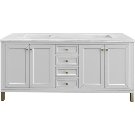 James Martin Vanities Chicago 72" Free Standing Double Basin Vanity Set with Solid Surface Top and Rectangular Sinks Glossy White