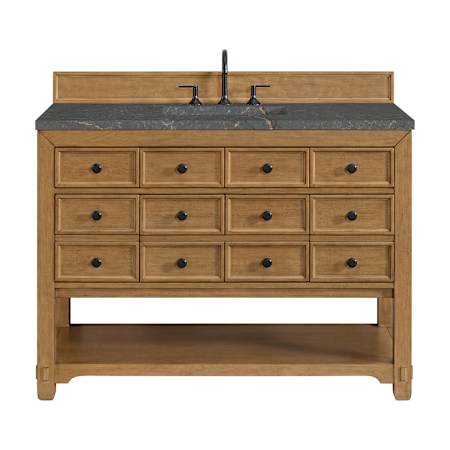 James Martin Vanities Malibu 48" Free Standing Single Basin Vanity Set with Quartz Vanity Top and Rectangular Sink Amber Birch