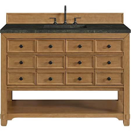 James Martin Vanities Malibu 48" Free Standing Single Basin Poplar Wood Vanity Set with Solid Surface Top and Rectangular Sink Amber Birch