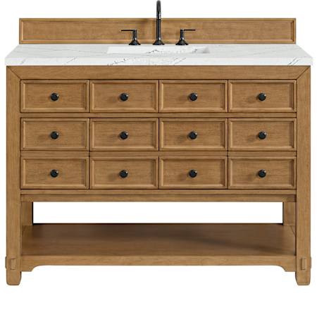 James Martin Vanities Malibu 48" Free Standing Single Basin Birch Wood Vanity Set with Stone Composite Top and Rectangular Sink Amber Birch