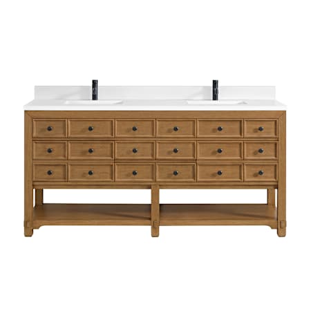 James Martin Vanities Malibu 72" Free Standing Double Basin Vanity Set with Quartz Vanity Top and Rectangular Sinks Amber Birch