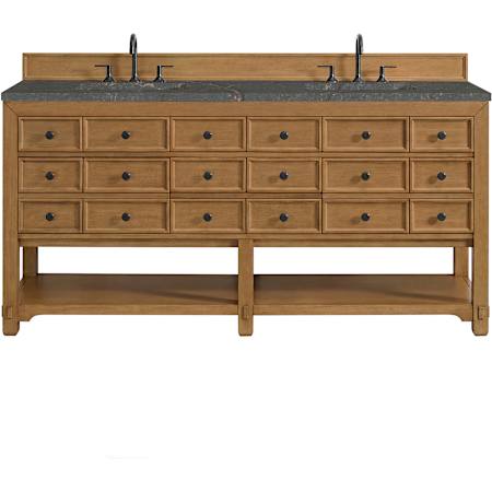 James Martin Vanities Malibu 72" Free Standing Double Basin Birch Wood Vanity Set with Stone Composite Top and Rectangular Sinks Amber Birch
