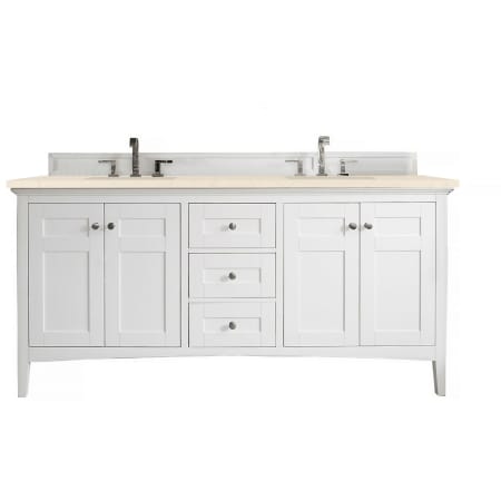 James Martin Vanities Palisades 72" Free Standing Double Basin Hardwood Vanity Set with Eternal Marfil Quartz Top Bright White