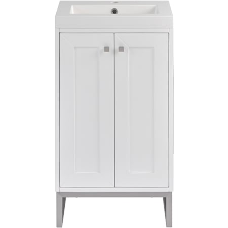 James Martin Vanities Chianti 20" Free Standing Single Basin Vanity Set with Stone Composite Top and Rectangular Sink Glossy White