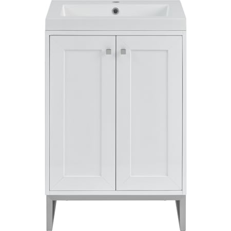 James Martin Vanities Chianti 24" Free Standing Single Basin Vanity Set with Stone Composite Top and Rectangular Sink Glossy White