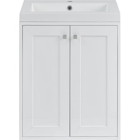 James Martin Vanities Chianti 24" Wall Mounted Single Basin Vanity Set with Stone Composite Top and Rectangular Sink Glossy White