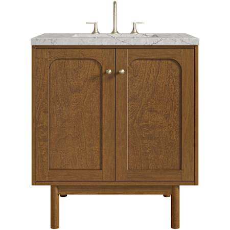 James Martin Vanities Laurent 30" Single Basin Poplar Wood Vanity Set with Stone Composite Top, Rectangular Sink, USB Port(s), and Electrical Outlet(s) Honey Oak