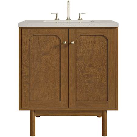 James Martin Vanities Laurent 30" Single Basin Poplar Wood Vanity Set with Stone Composite Top, Rectangular Sink, USB Port(s), and Electrical Outlet(s) Honey Oak