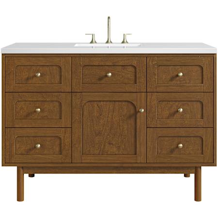 James Martin Vanities Laurent 48" Single Basin Poplar Wood Vanity Set with Stone Composite Top, Rectangular Sink, USB Port(s), and Electrical Outlet(s) Honey Oak