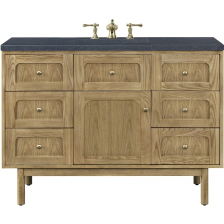 James Martin Vanities Laurent 48" Free Standing or Wall Mounted Single Basin Wood Vanity Set with 3cm Charcoal Soapstone Quartz Vanity Top and Rectangular Sink Light Natural Oak