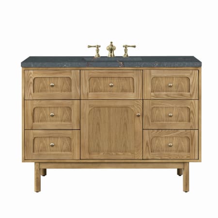 James Martin Vanities Laurent 48" Single Basin Wood Vanity Set with 3cm Parisien Bleu Silestone Quartz Vanity Top, Rectangular Sink, USB Port and Electrical Outlet Light Natural Oak