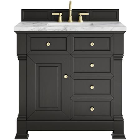 James Martin Vanities Brookfield 36" Free Standing Single Basin Vanity Set with Marble Top and Rectangular Sink Black Onyx
