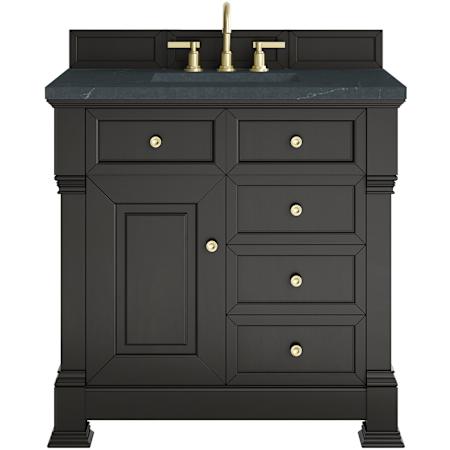 James Martin Vanities Brookfield 36" Free Standing Single Basin Vanity Set with Quartz Top and Rectangular Sink Black Onyx