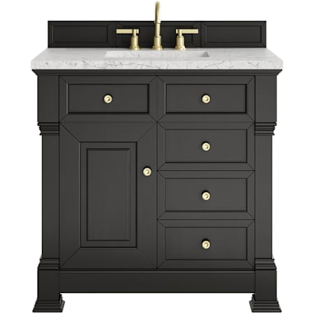 James Martin Vanities Brookfield 36" Free Standing Single Basin Vanity Set with Quartz Top and Rectangular Sink Black Onyx