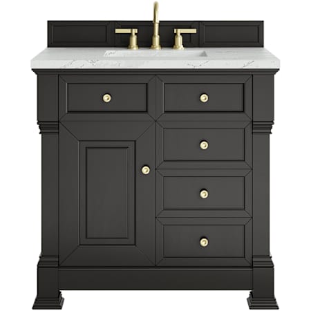 James Martin Vanities Brookfield 36" Free Standing Single Basin Vanity Set with Quartz Top and Rectangular Sink Black Onyx